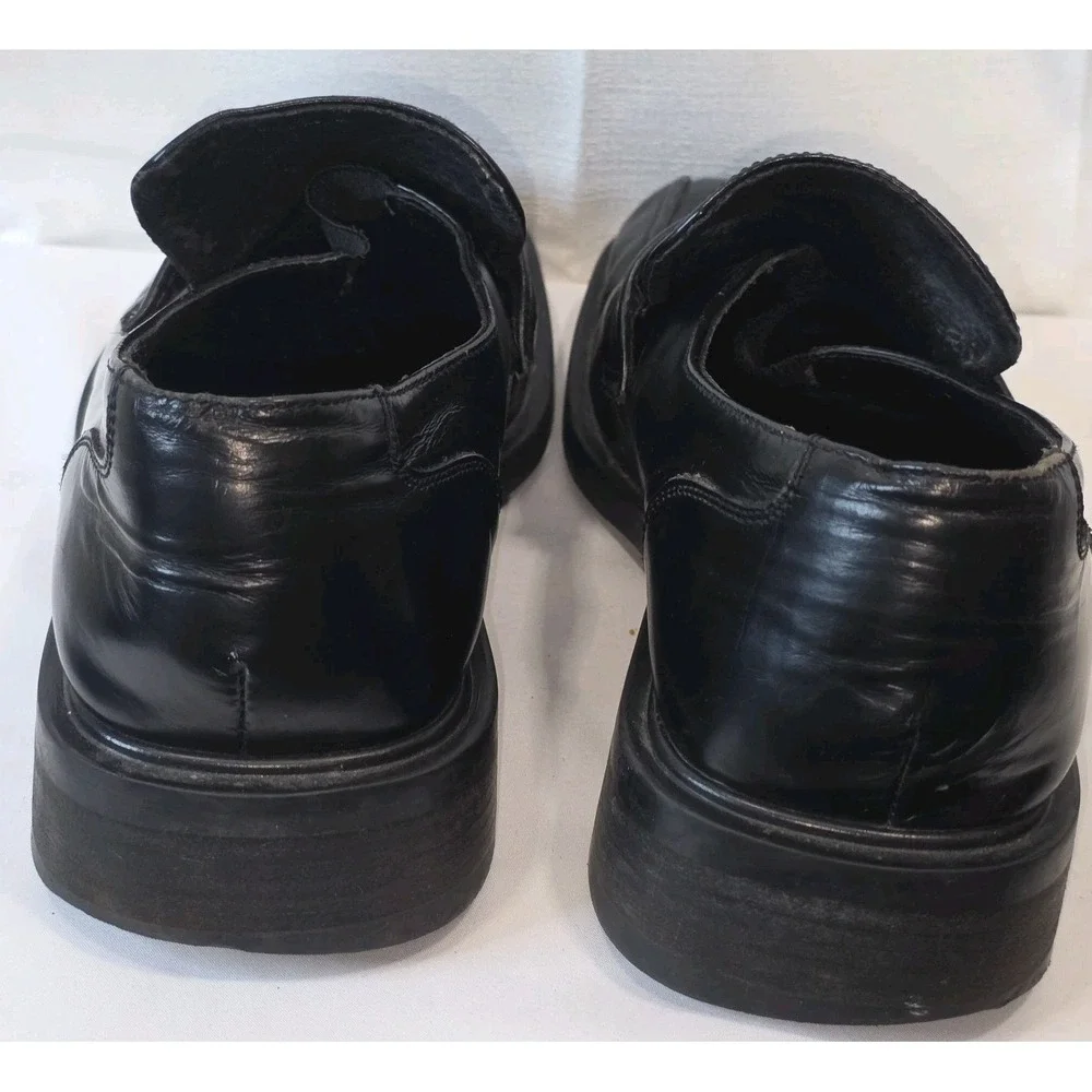 Kenneth Cole Reaction Square Toe Slip On Dress Shoes Black‎ Leather Men Size 9